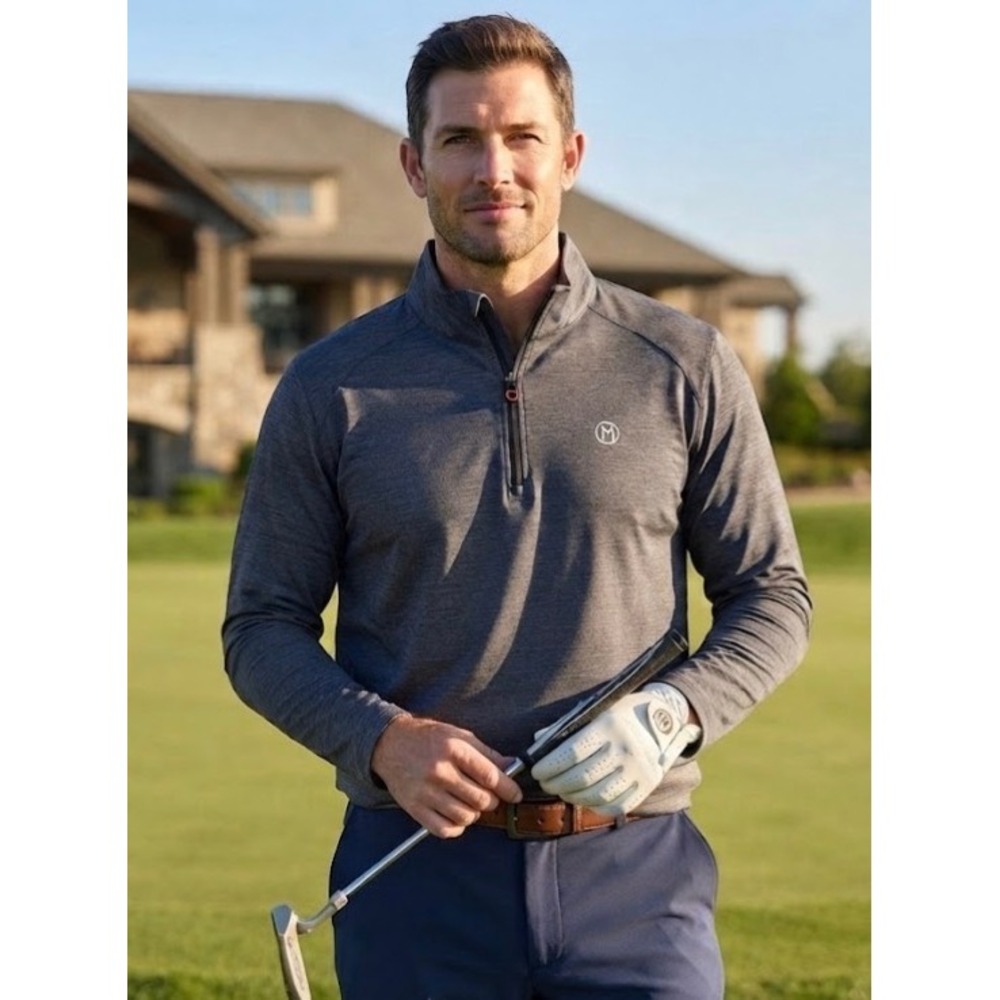 TravisMathew Mens XL‎ Grey Heathered 1/4 Zip Performance Golf Pullover Sweater